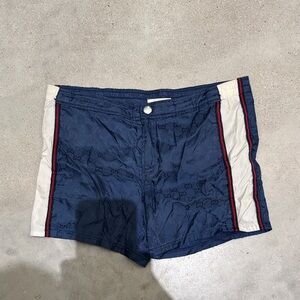 Gucci Navy Blue Textured Boys GG Board Swim Shorts SZ 8